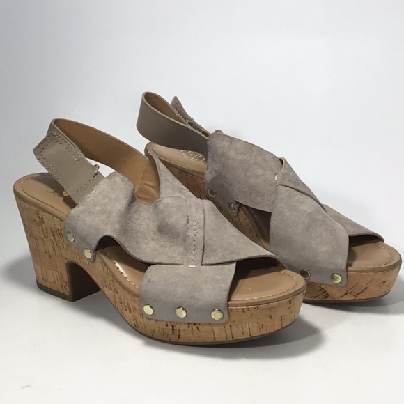 Franco Sarto Leather Suede Kicks Platform Sandals In Blush Size 9M - Picture 2 of 8